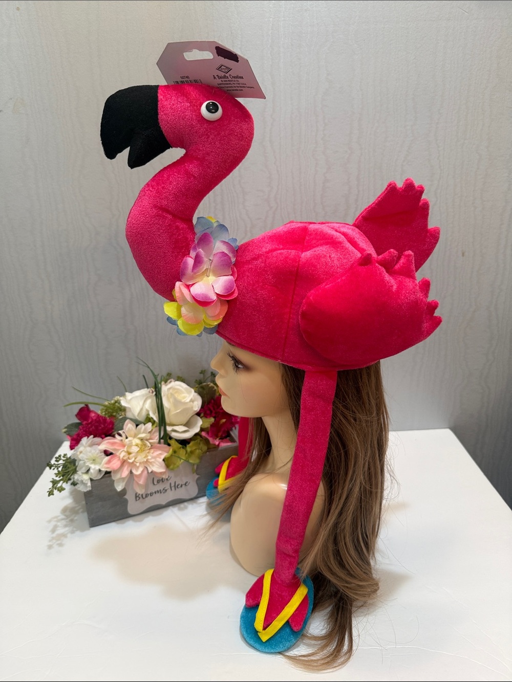 Beistle 2009 NWT Plush Flamingo Hat Luau Costume Novelty Pool Party Beach